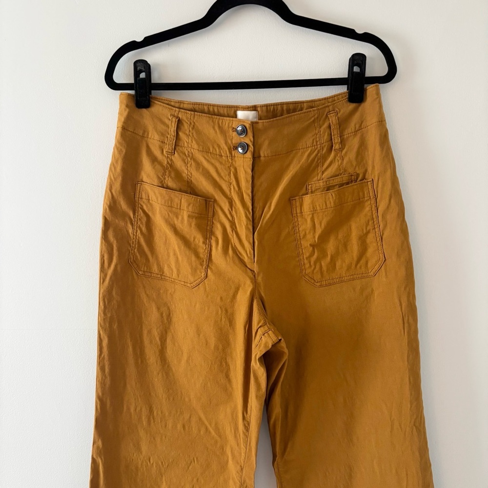 Maeve The Junie High-Rise Flare Pants Magic Fabric Stretch Bronze Anthropologie - Picture 4 of 7
